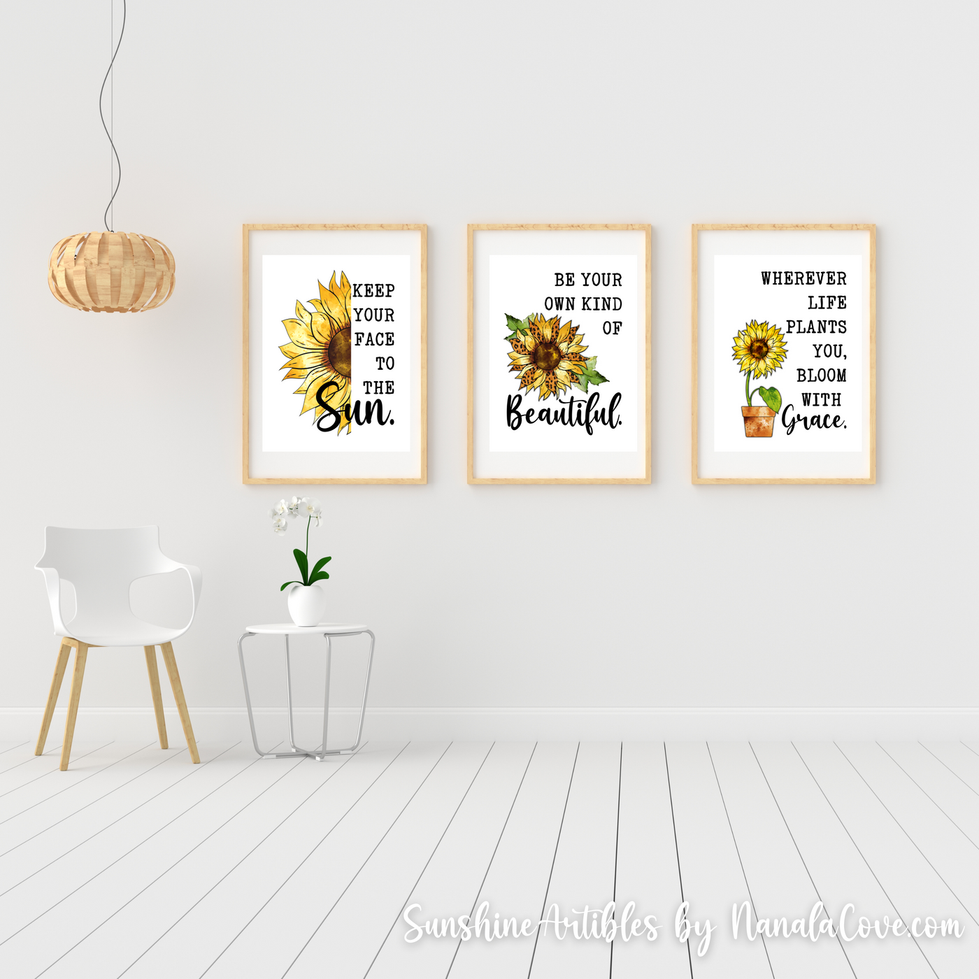 Minimalist Sunflower Quotes Wall Art