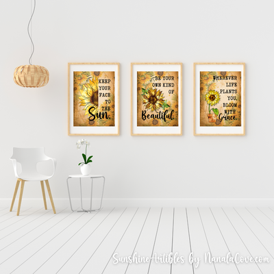 Boho Sunflower Quotes Wall Art