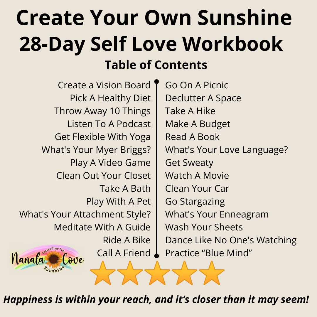 Create Your Own Sunshine: 28-Day Self Love Workbook: Black & White Mindful Coloring Edition