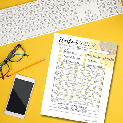 Workout Planner & Calendar Journal (Sunflower Themed)