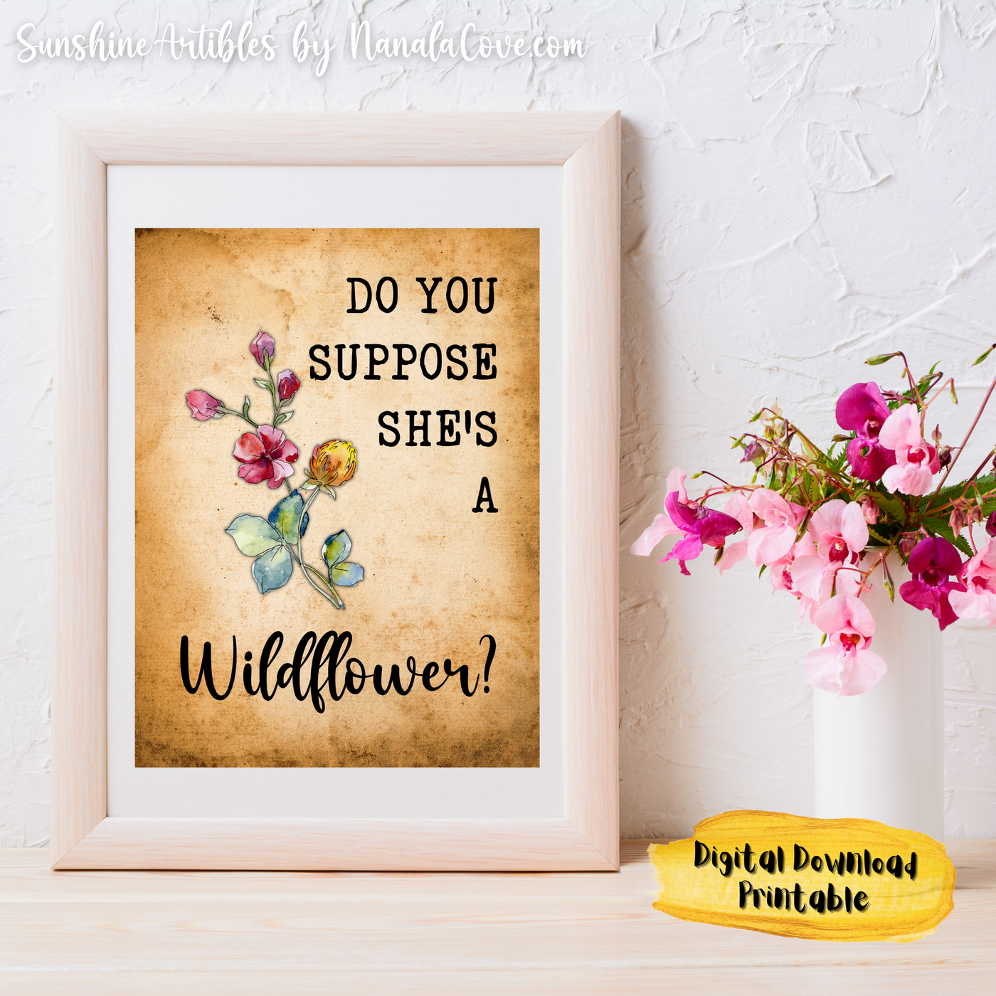 Vintage Wildflower Quotes Wall Art