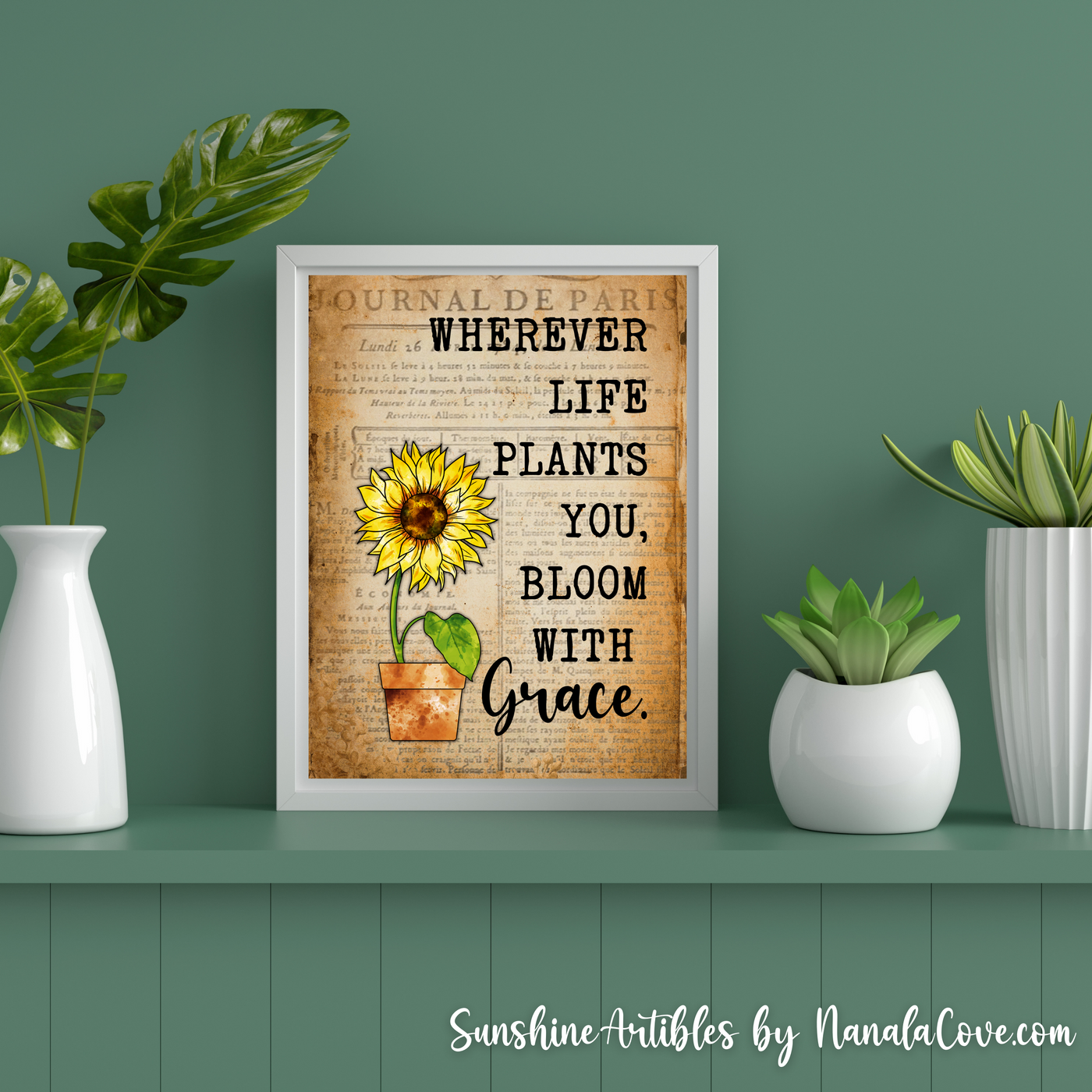 Vintage Sunflower Quotes Wall Art