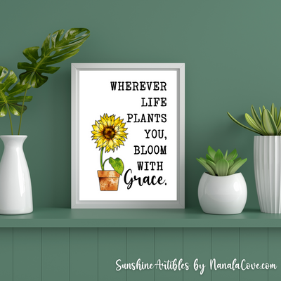 Minimalist Sunflower Quotes Wall Art