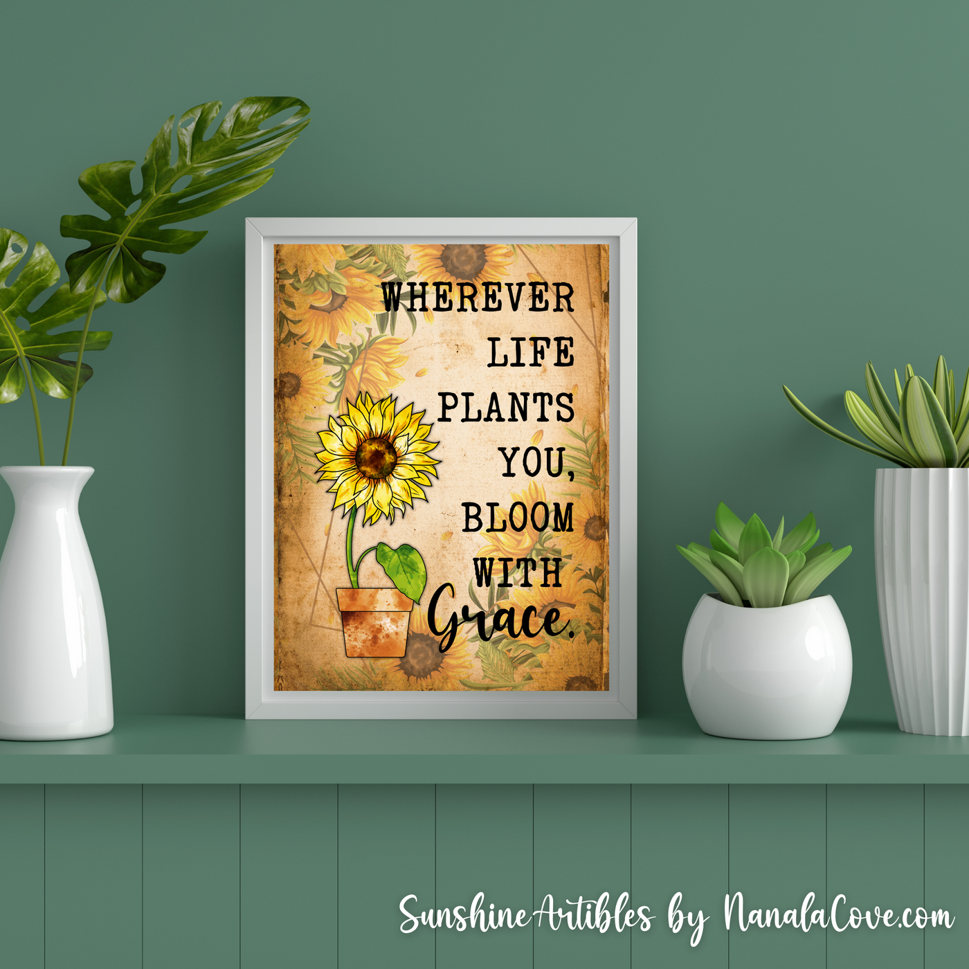 Boho Sunflower Quotes Wall Art