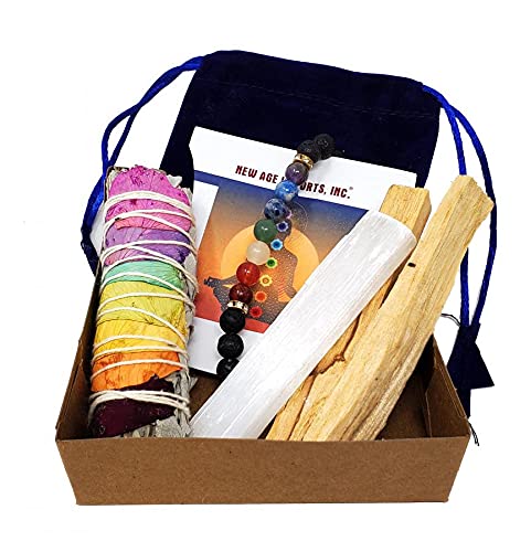 Chakra-Ausgleichsset – Räuchernder Weißer Salbei und Palo Santo-Sets von New Age Imports, Inc.® ~ Verwendung für Reinigung, Schutz, Duft, Meditation, Räucherrituale und -zeremonien zu Hause.