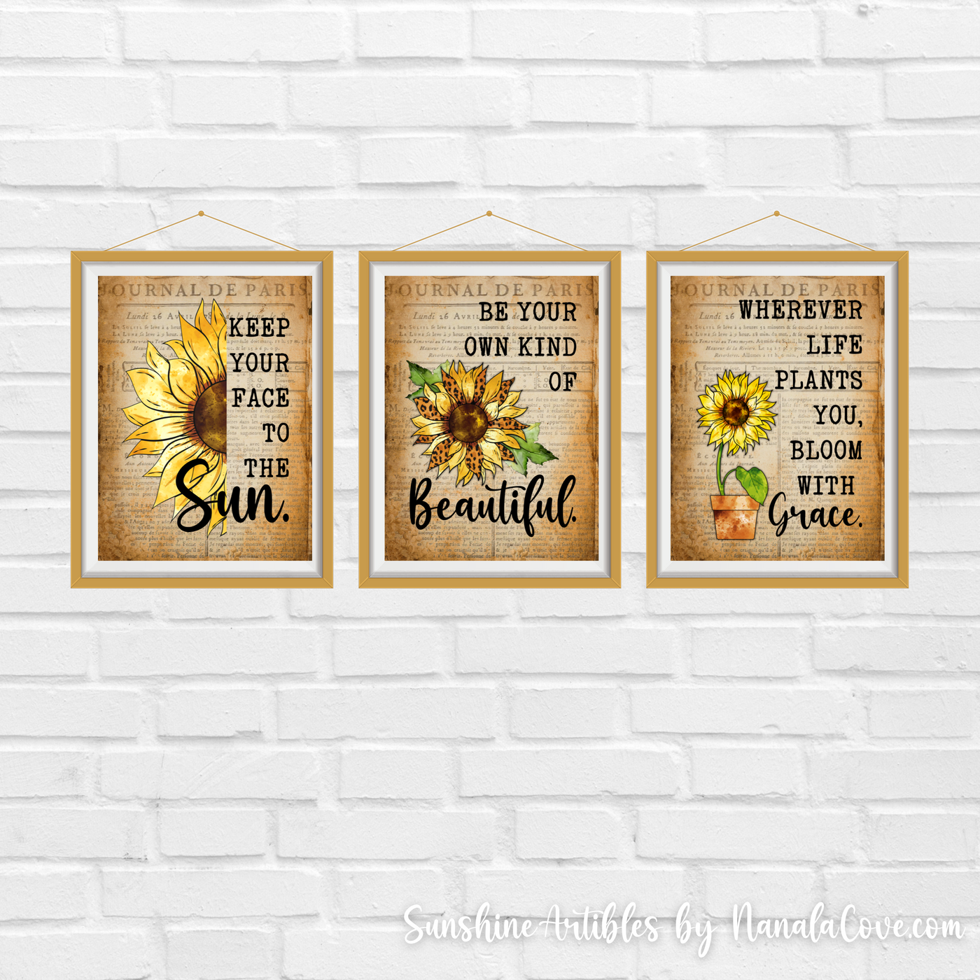 Vintage Sunflower Quotes Wall Art