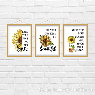 Minimalist Sunflower Quotes Wall Art