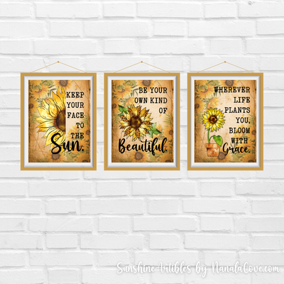 Boho Sunflower Quotes Wall Art