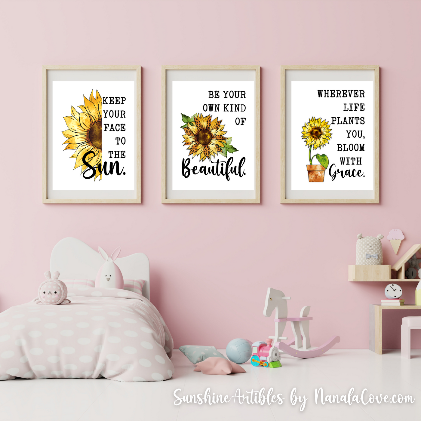 Minimalistische Sonnenblumen-Zitate Wandkunst