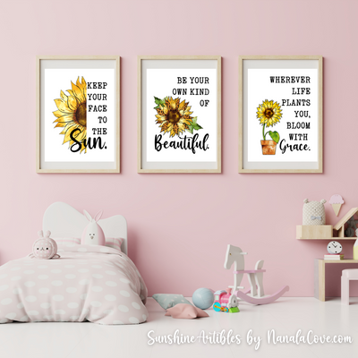 Minimalist Sunflower Quotes Wall Art