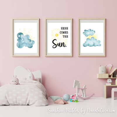 "Here Comes The Sun" Quotes Wall Art