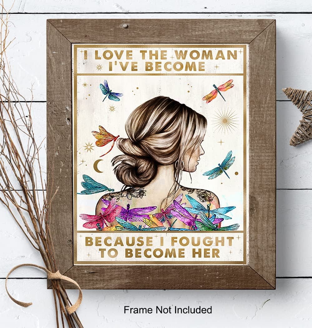 "Ich liebe die Frau, die ich geworden bin" Boho Wall Art Decor