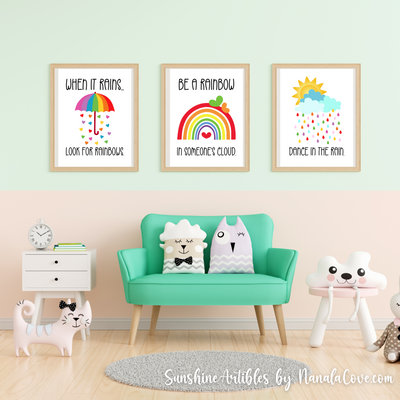 Minimalist Rainbow Quotes Wall Art