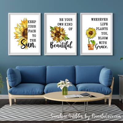 Minimalist Sunflower Quotes Wall Art