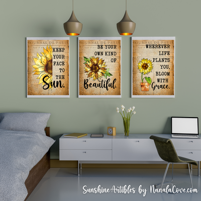 Vintage Sonnenblume Zitate Wandkunst