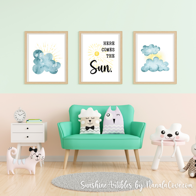 "Here Comes The Sun" Quotes Wall Art