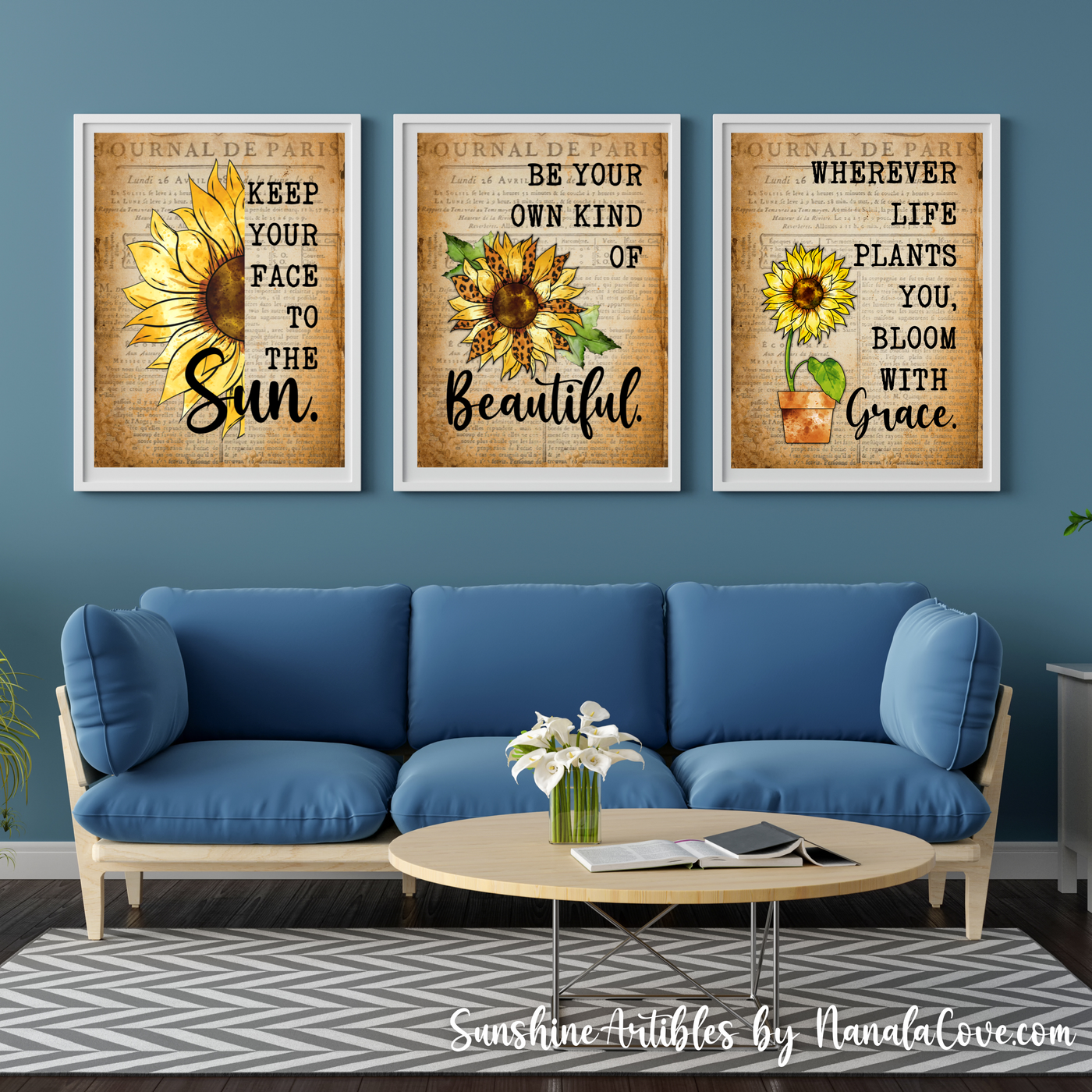 Vintage Sunflower Quotes Wall Art