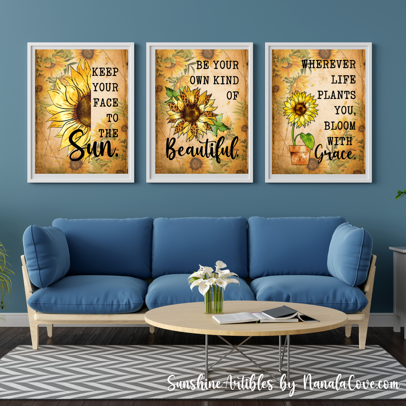 Boho Sunflower Quotes Wall Art