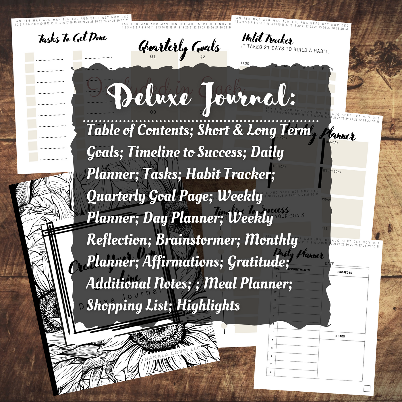 Deluxe Daily Journal, Wochenplaner &amp; Goal Tracker