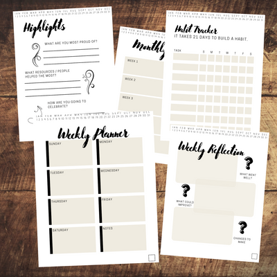 Deluxe Daily Journal, Week Planner & Goal Tracker E-Version (Instant Download!)