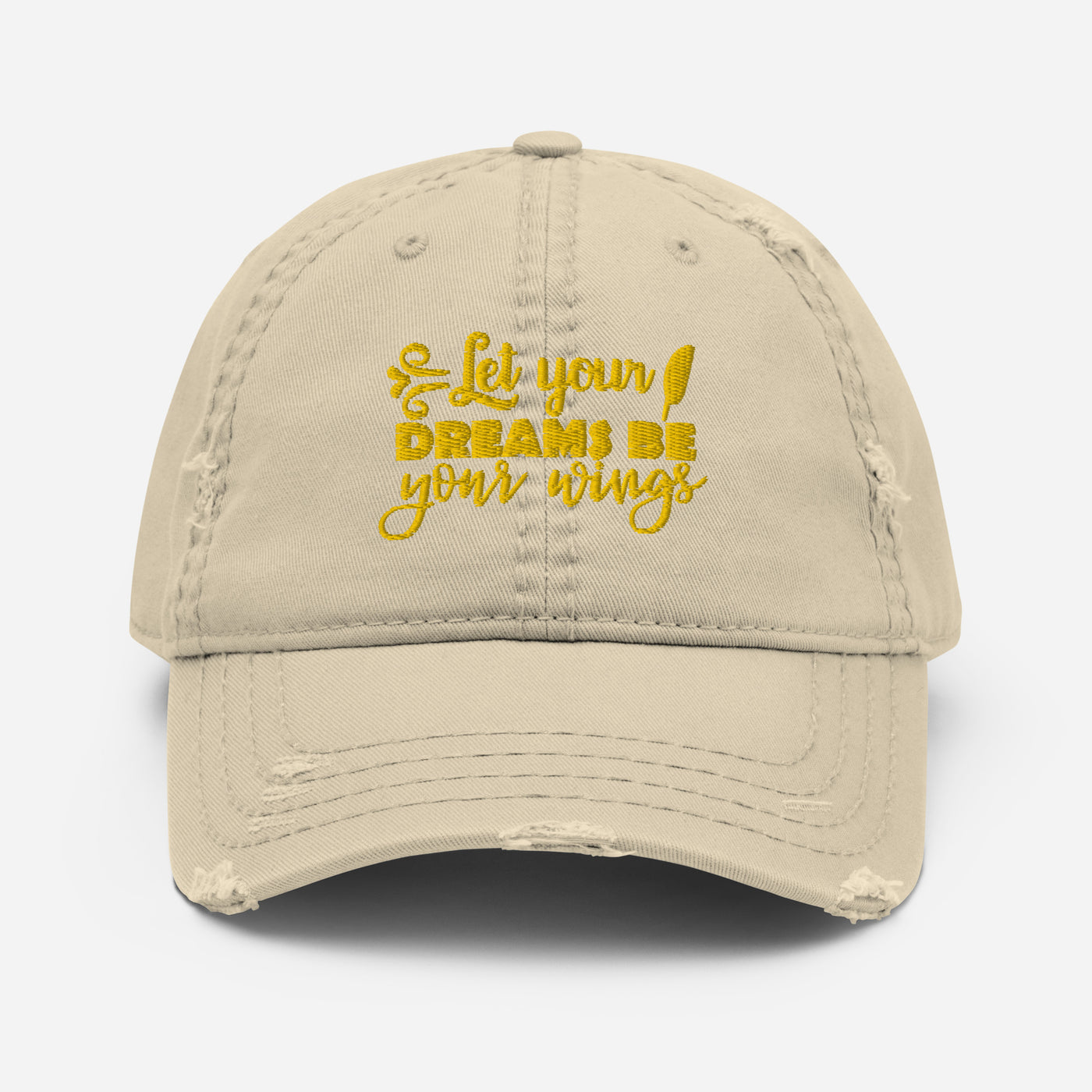 "Let Your Dreams Be Your Wings" Distressed Hat