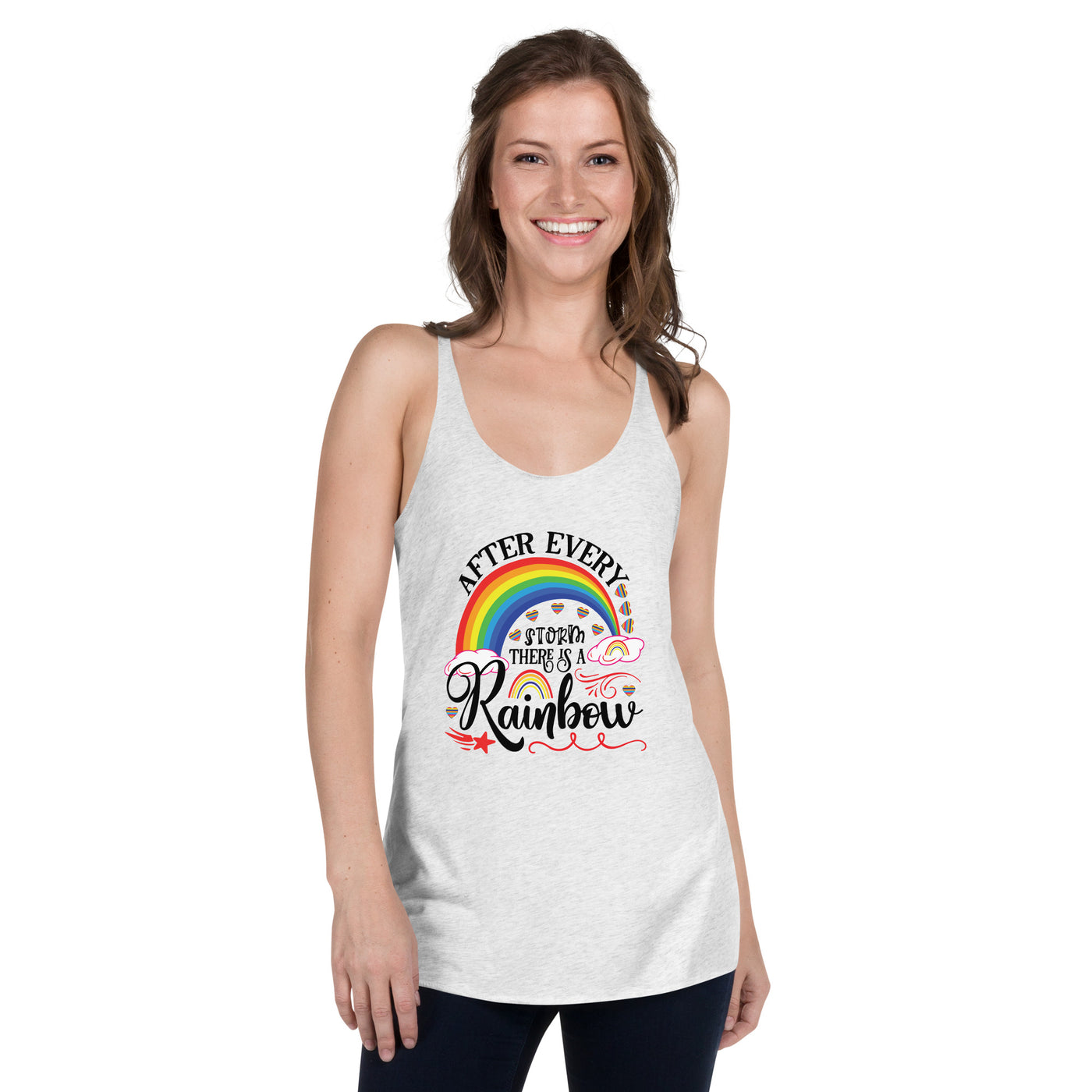 „Nach jedem Regenbogen ist ein Sturm“ Racerback Tank für Frauen