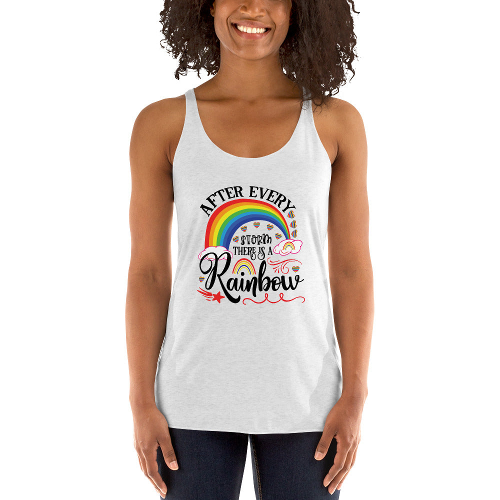 „Nach jedem Regenbogen ist ein Sturm“ Racerback Tank für Frauen