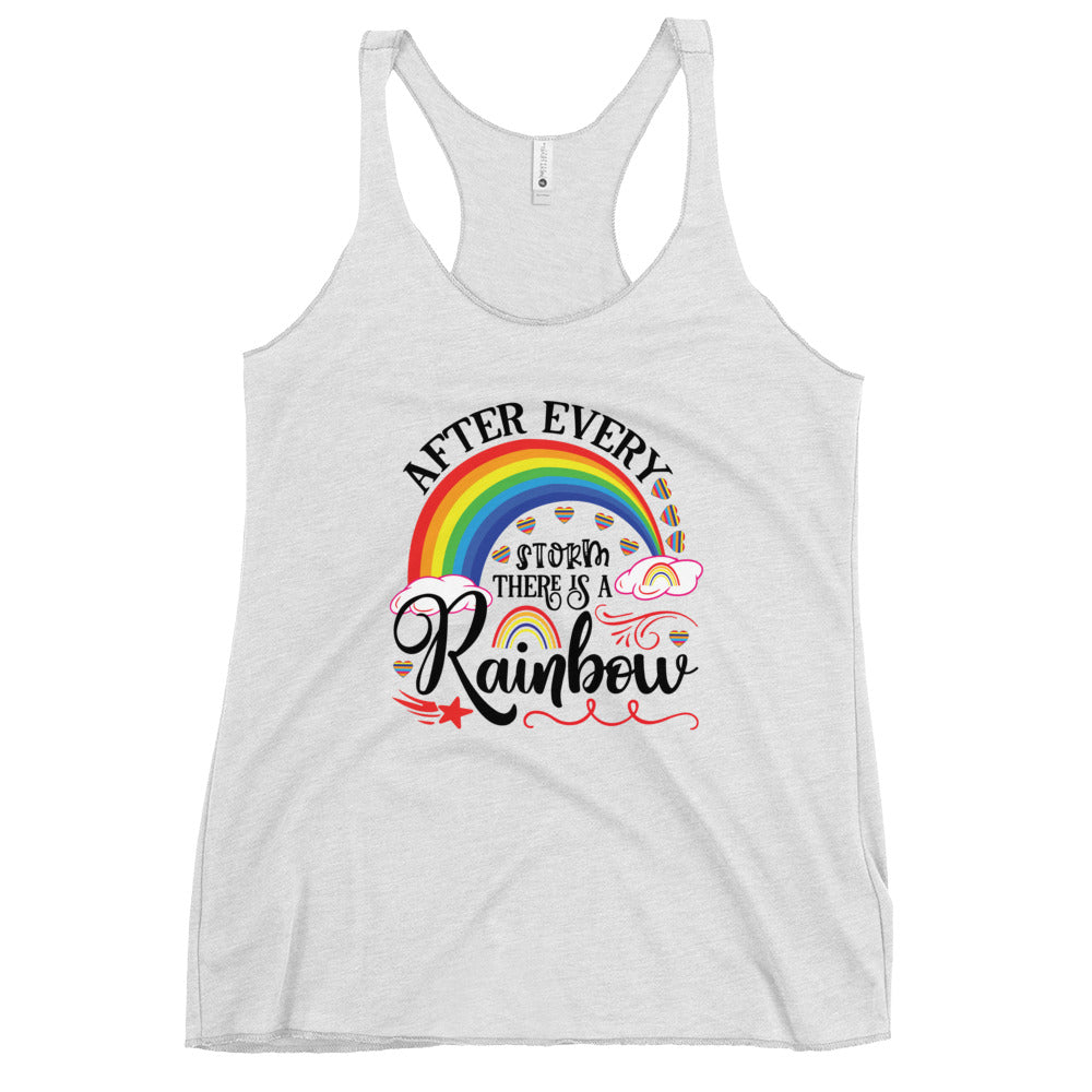 „Nach jedem Regenbogen ist ein Sturm“ Racerback Tank für Frauen