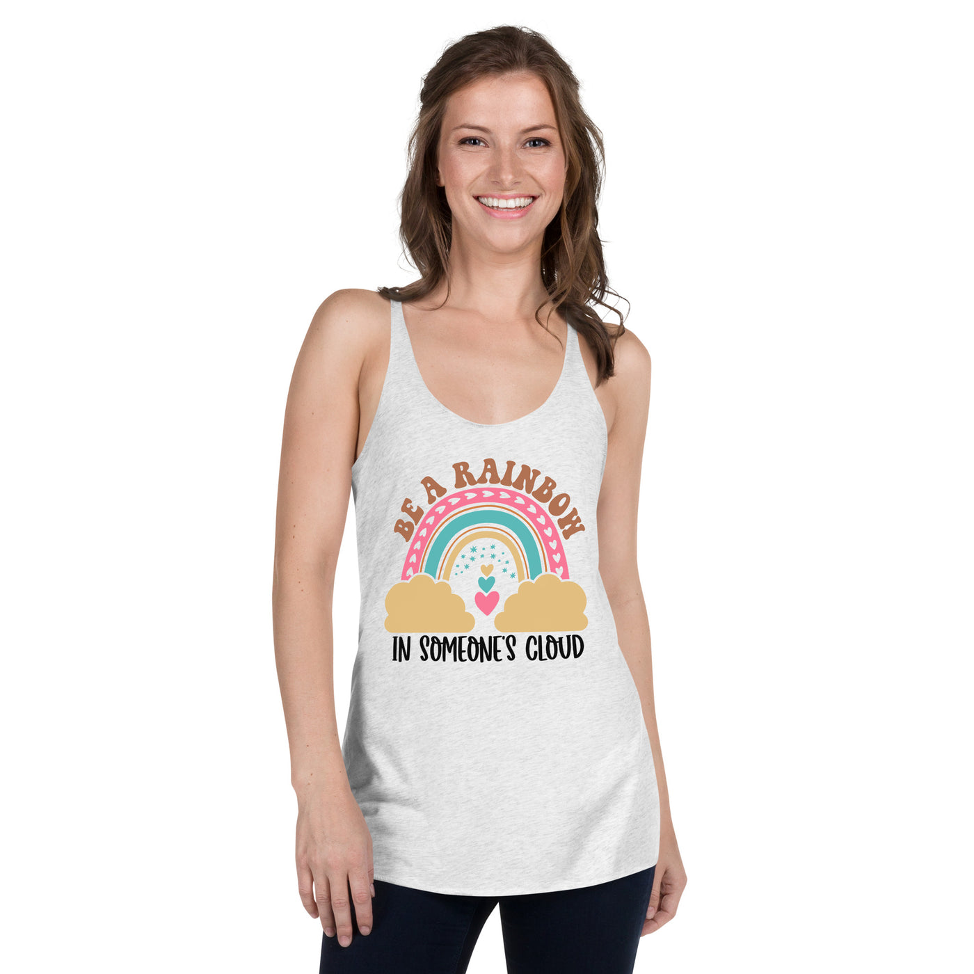 "Be A Rainbow In Someone's Cloud" Racerback-Tank für Frauen