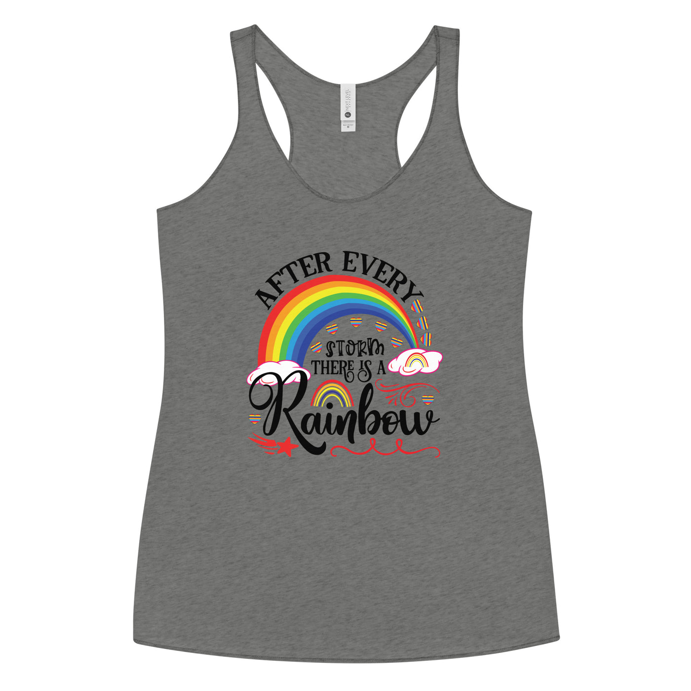 „Nach jedem Regenbogen ist ein Sturm“ Racerback Tank für Frauen