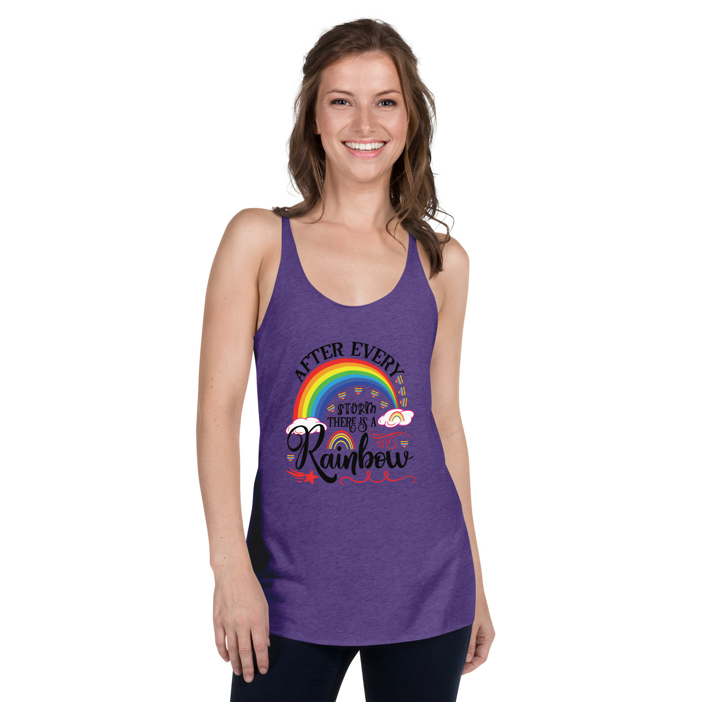 „Nach jedem Regenbogen ist ein Sturm“ Racerback Tank für Frauen