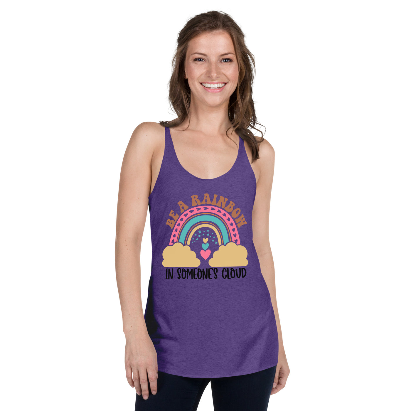 "Be A Rainbow In Someone's Cloud" Racerback-Tank für Frauen