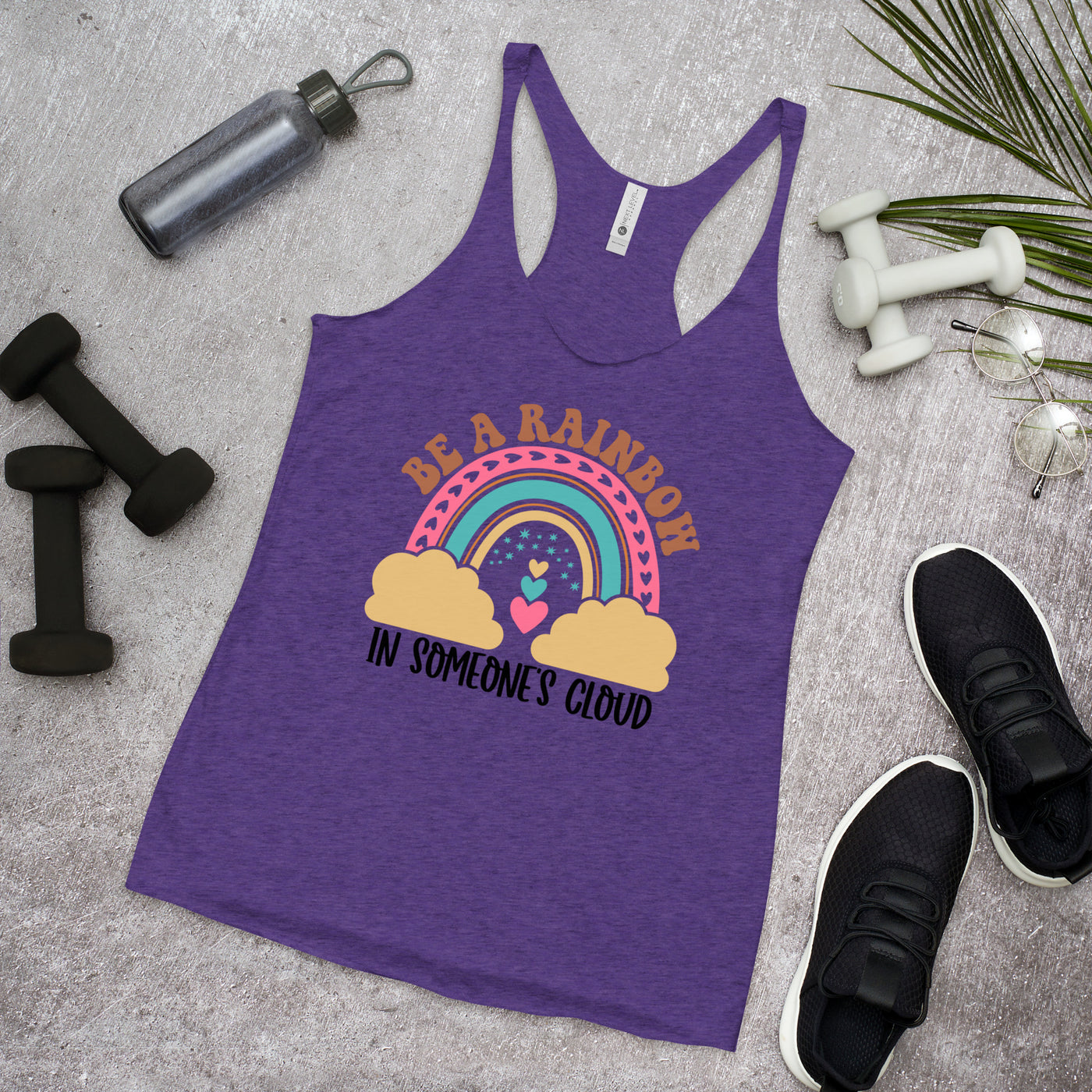 "Be A Rainbow In Someone's Cloud" Racerback-Tank für Frauen