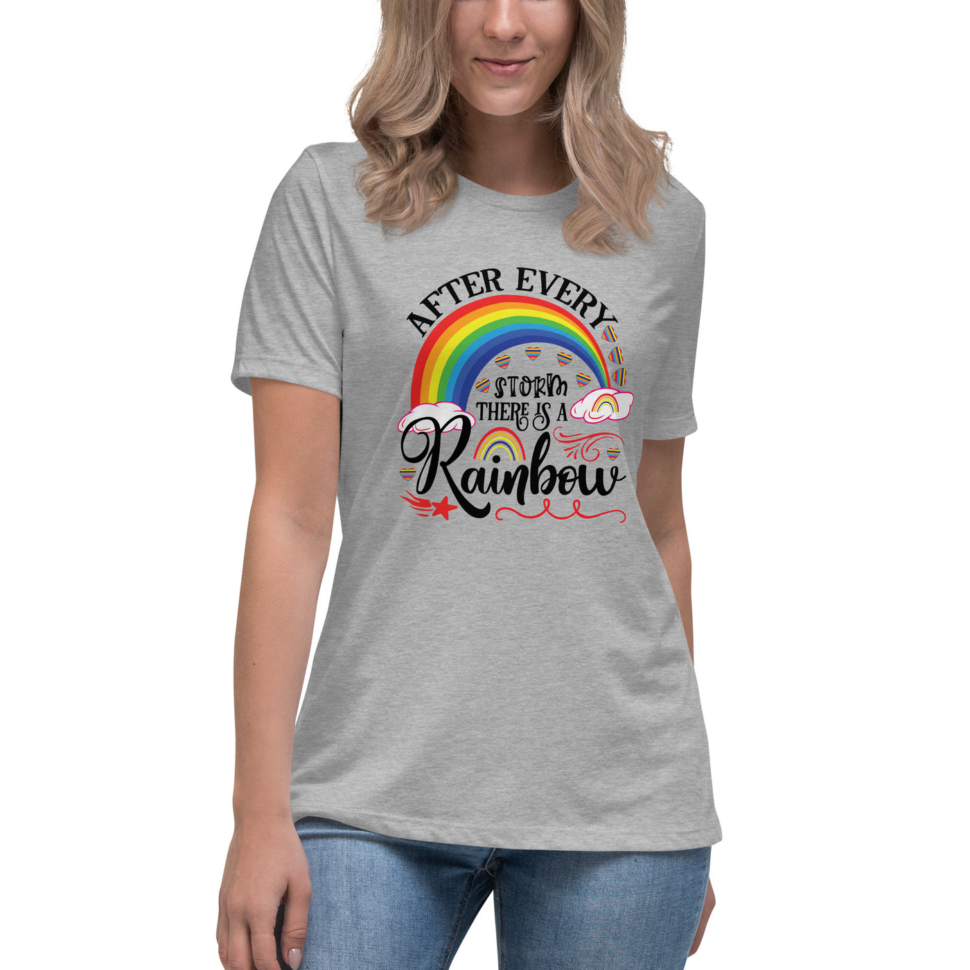 "Nach jedem Sturm ist ein Regenbogen" Frauen-T-Shirt mit V-Ausschnitt