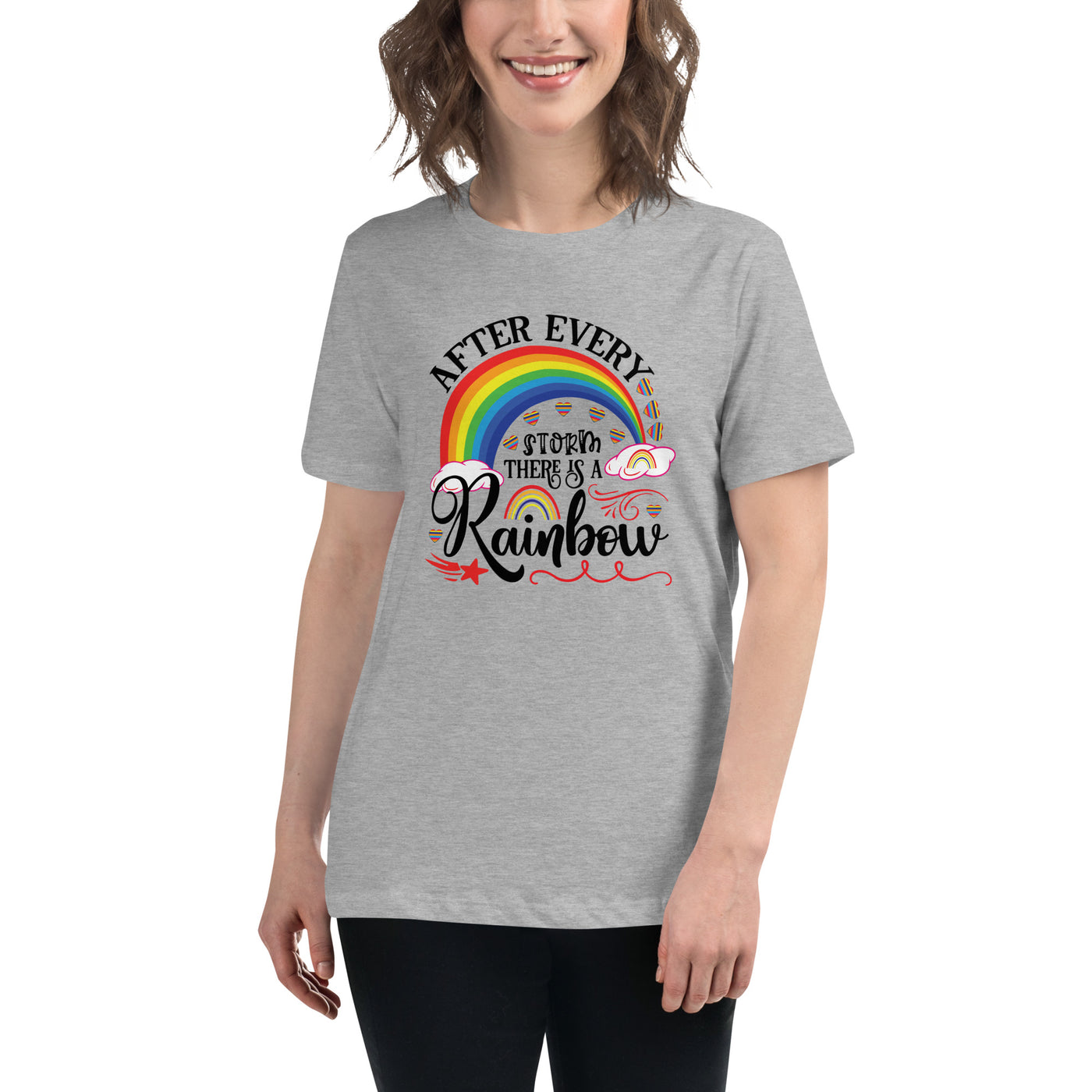 "Nach jedem Sturm ist ein Regenbogen" Frauen-T-Shirt mit V-Ausschnitt