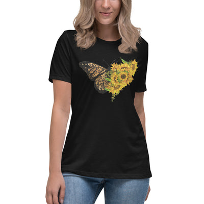 Damen Relaxed T-Shirt "Sunflower Leopard Butterfly"