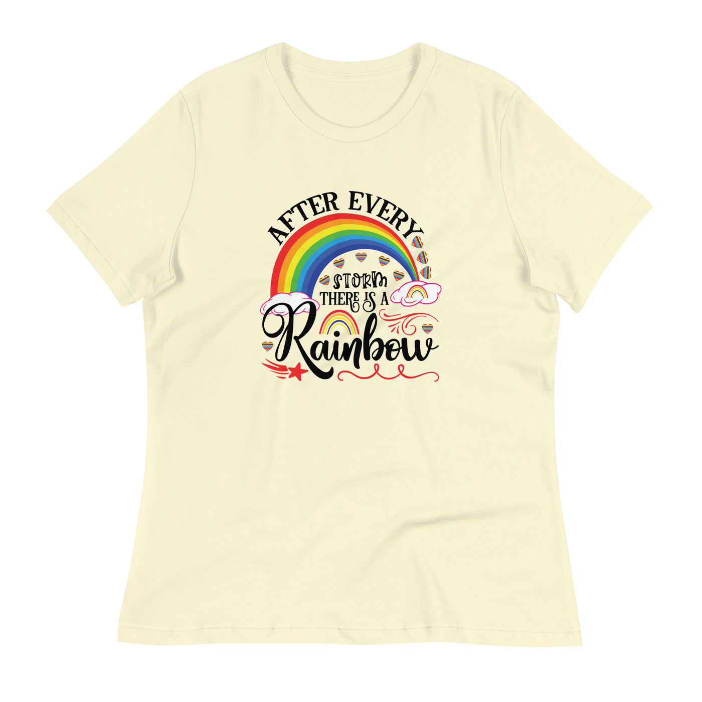 "Nach jedem Sturm ist ein Regenbogen" Frauen-T-Shirt mit V-Ausschnitt