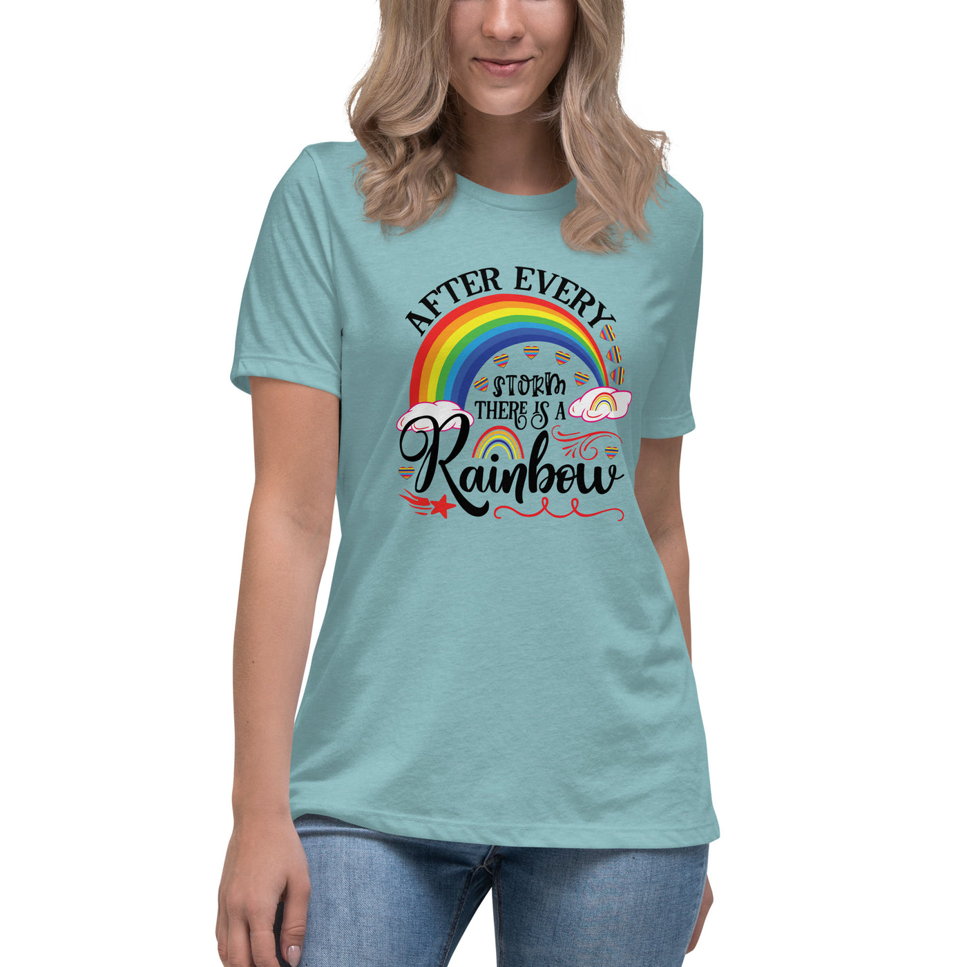 "Nach jedem Sturm ist ein Regenbogen" Frauen-T-Shirt mit V-Ausschnitt