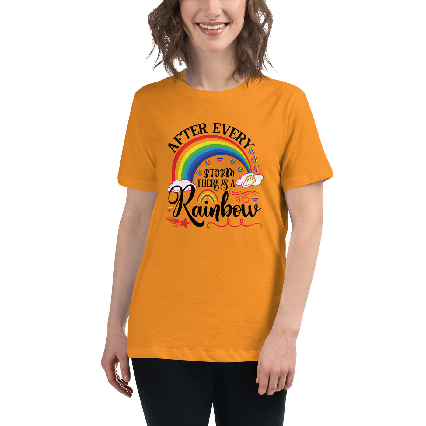 "Nach jedem Sturm ist ein Regenbogen" Frauen-T-Shirt mit V-Ausschnitt