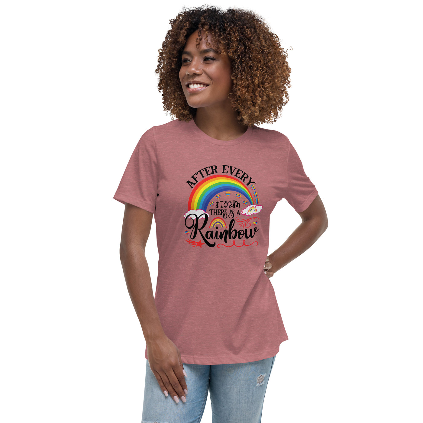 "Nach jedem Sturm ist ein Regenbogen" Frauen-T-Shirt mit V-Ausschnitt