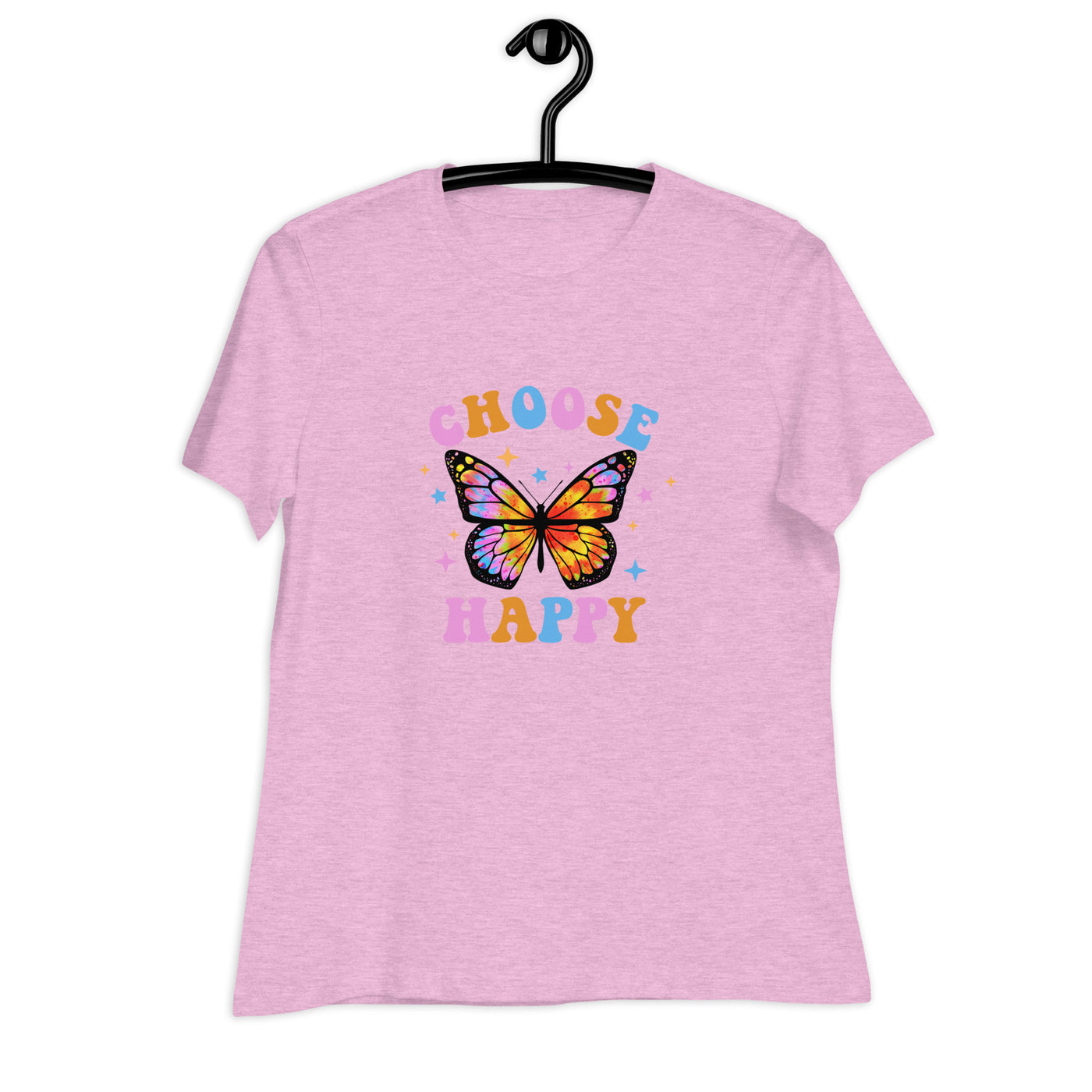 "Choose Happy" Tie Dye Butterfly Women's Relaxed T-Shirt