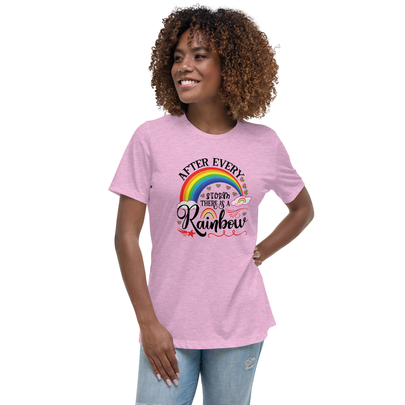 "Nach jedem Sturm ist ein Regenbogen" Frauen-T-Shirt mit V-Ausschnitt