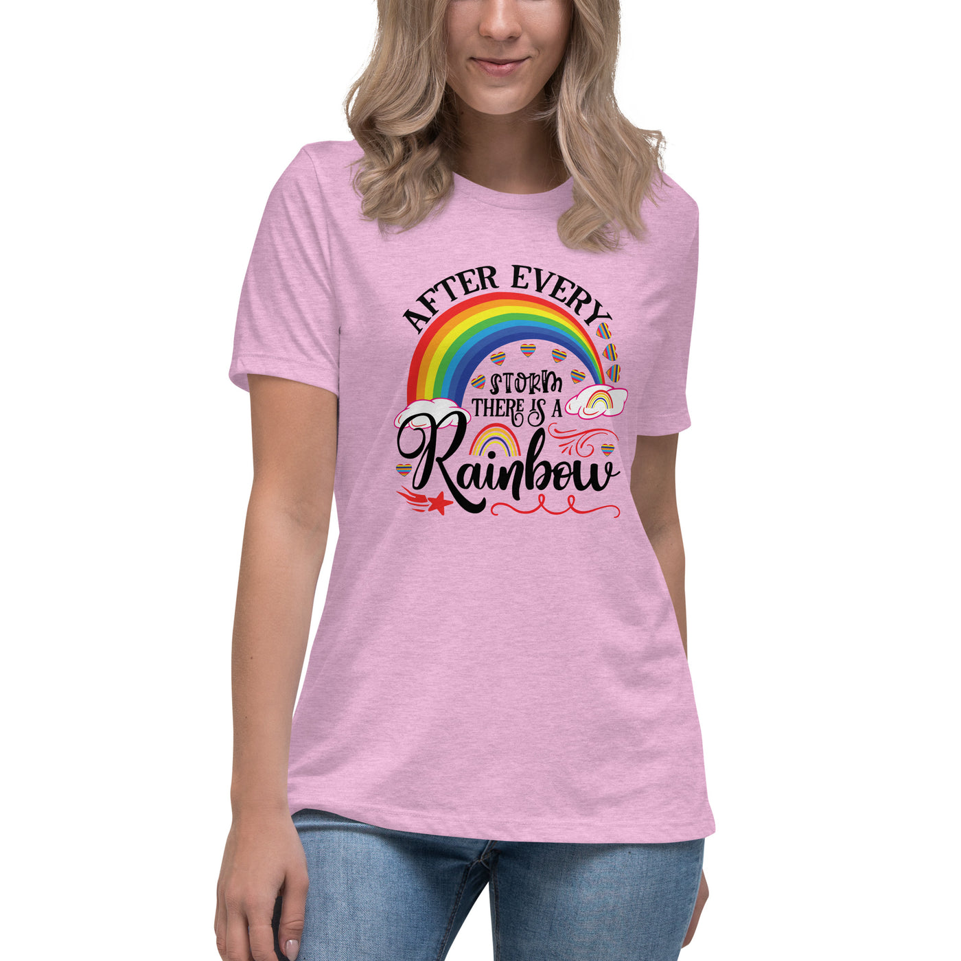 "Nach jedem Sturm ist ein Regenbogen" Frauen-T-Shirt mit V-Ausschnitt