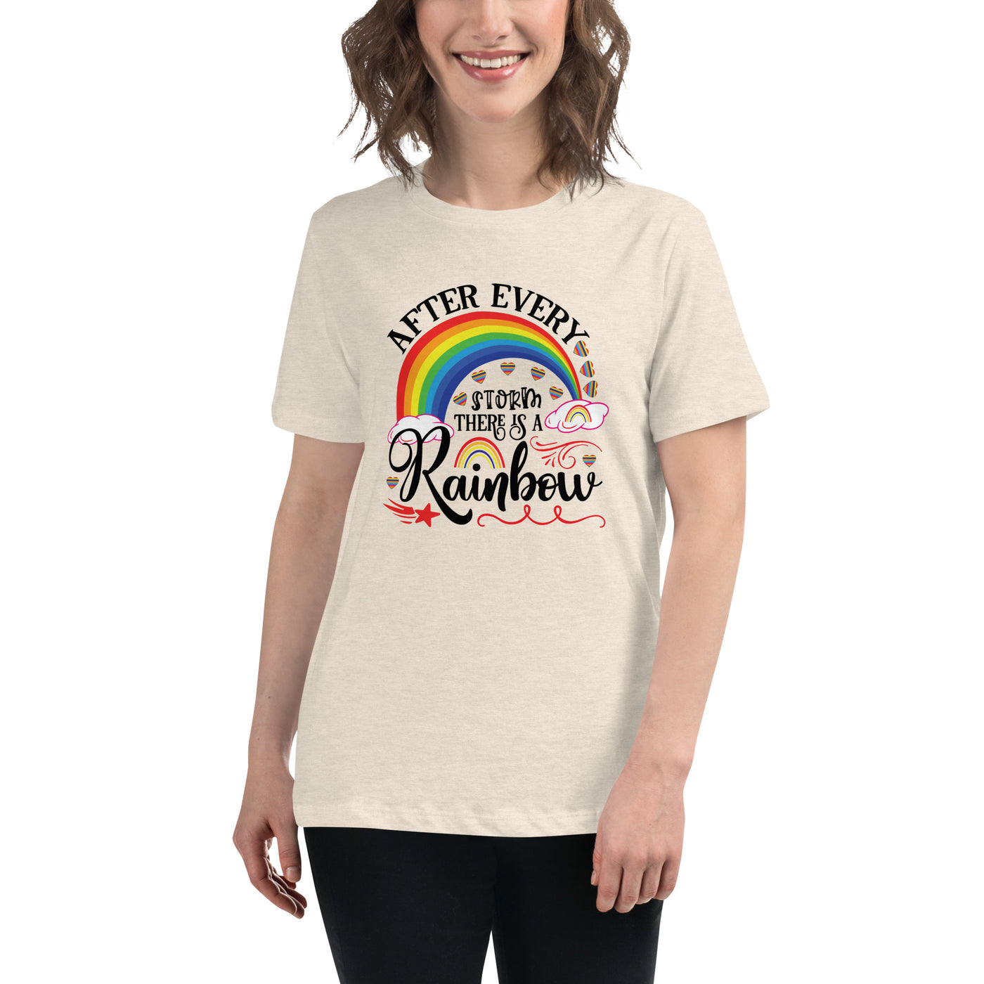 "Nach jedem Sturm ist ein Regenbogen" Frauen-T-Shirt mit V-Ausschnitt