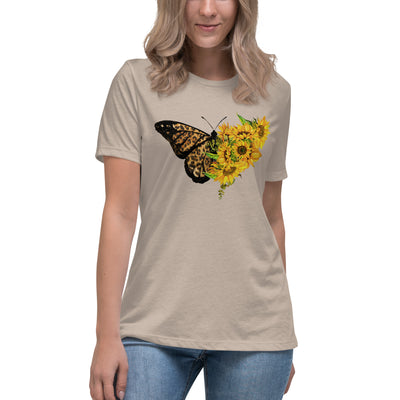 Women's Relaxed T-Shirt "Sunflower Leopard Butterfly"