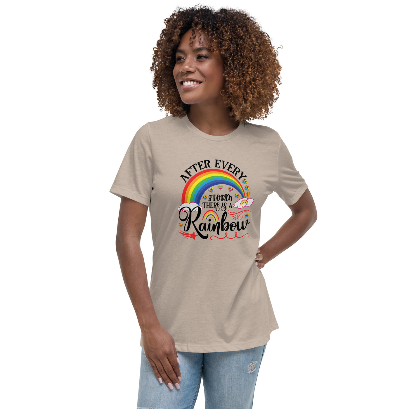 "Nach jedem Sturm ist ein Regenbogen" Frauen-T-Shirt mit V-Ausschnitt