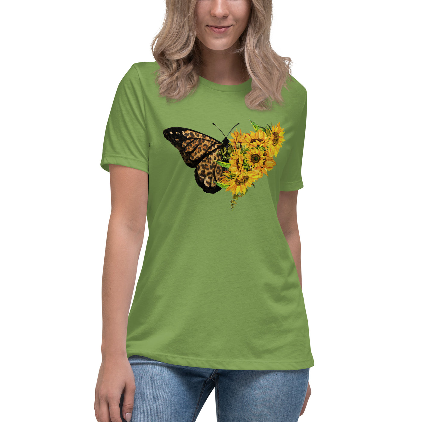 Damen Relaxed T-Shirt "Sunflower Leopard Butterfly"