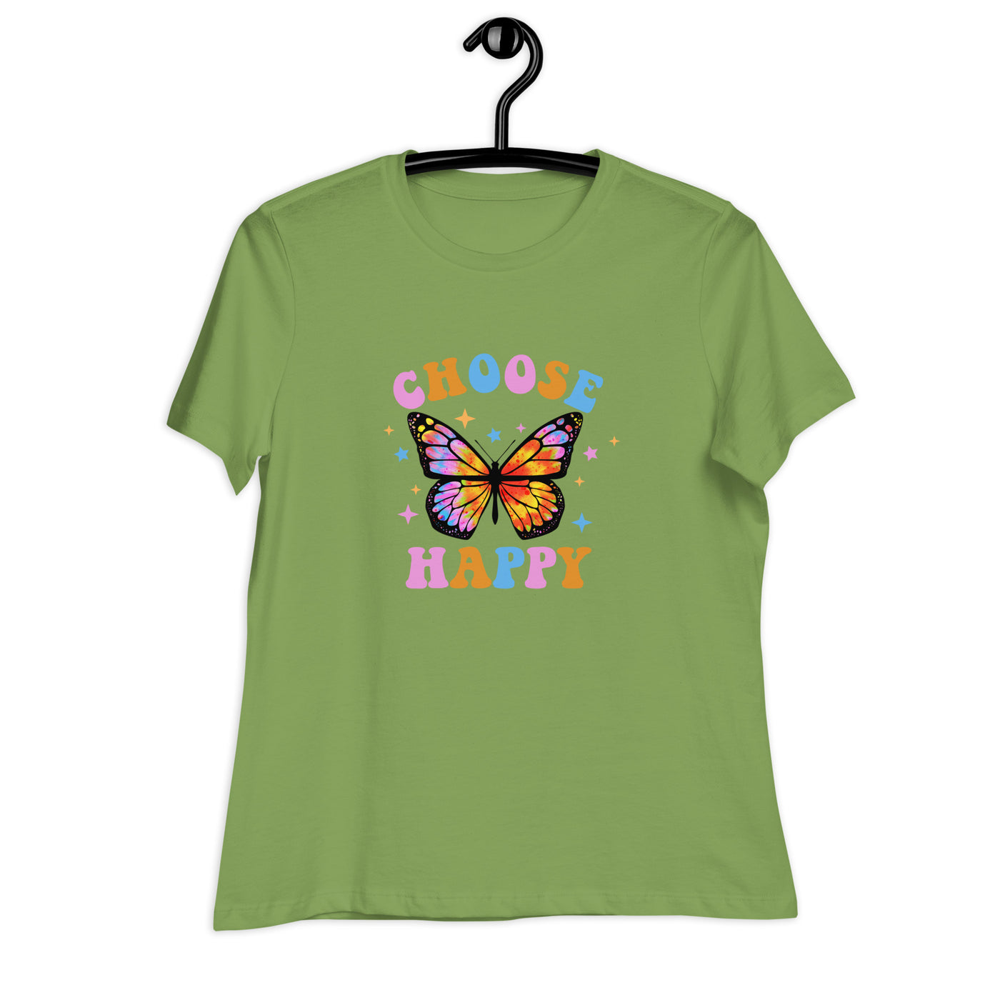 "Choose Happy" Tie Dye Butterfly Women's Relaxed T-Shirt