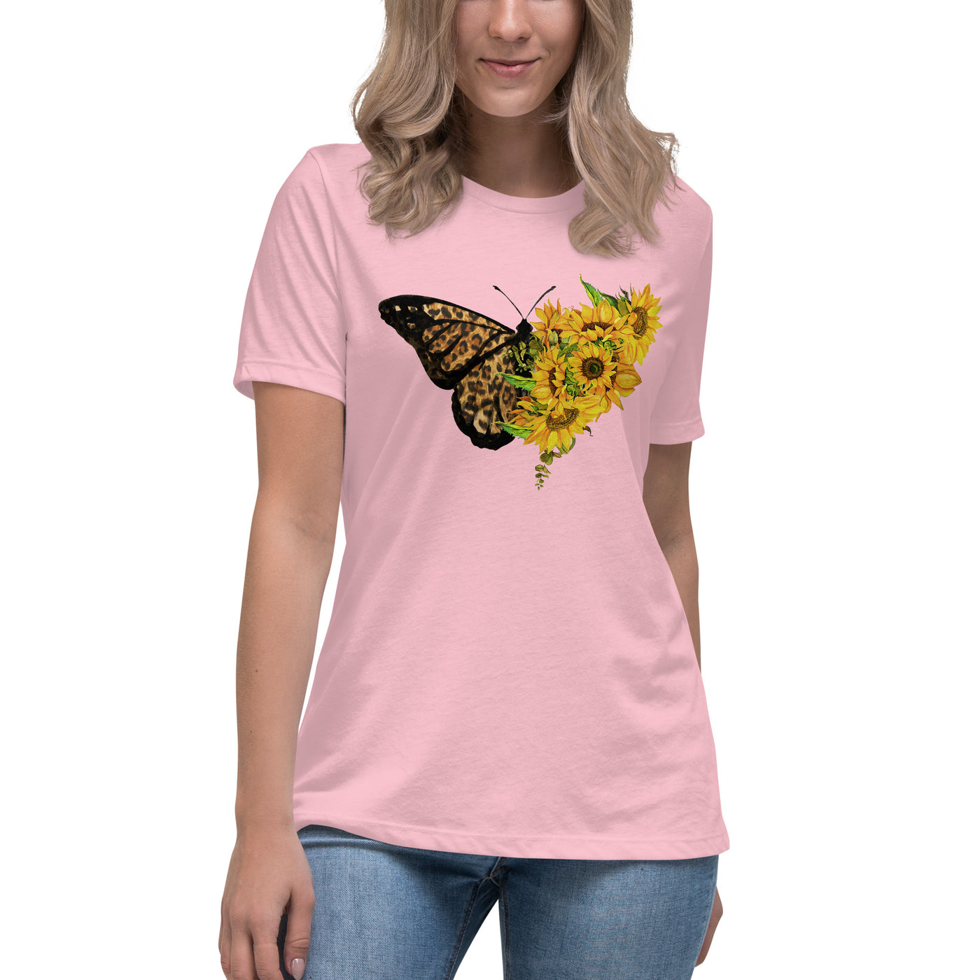 Damen Relaxed T-Shirt "Sunflower Leopard Butterfly"