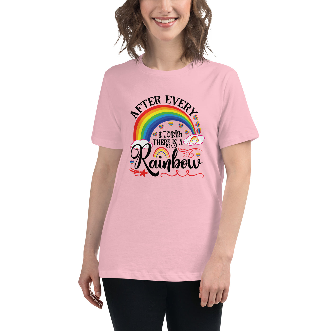 "Nach jedem Sturm ist ein Regenbogen" Frauen-T-Shirt mit V-Ausschnitt